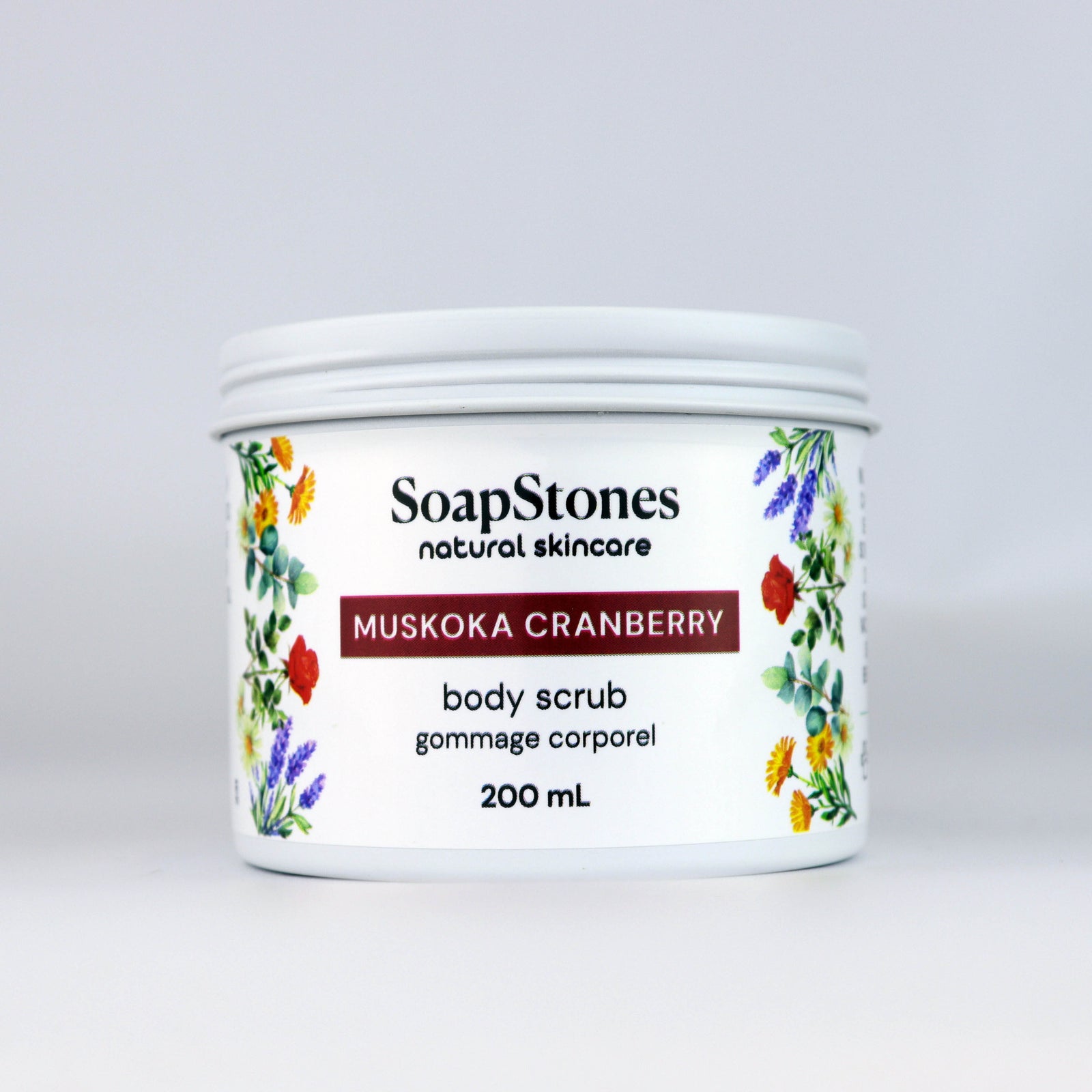 Muskoka Cranberry Body Scrub, Sweet Tart Cranberry with Real Cranberry Seeds, 100mL or 200mL