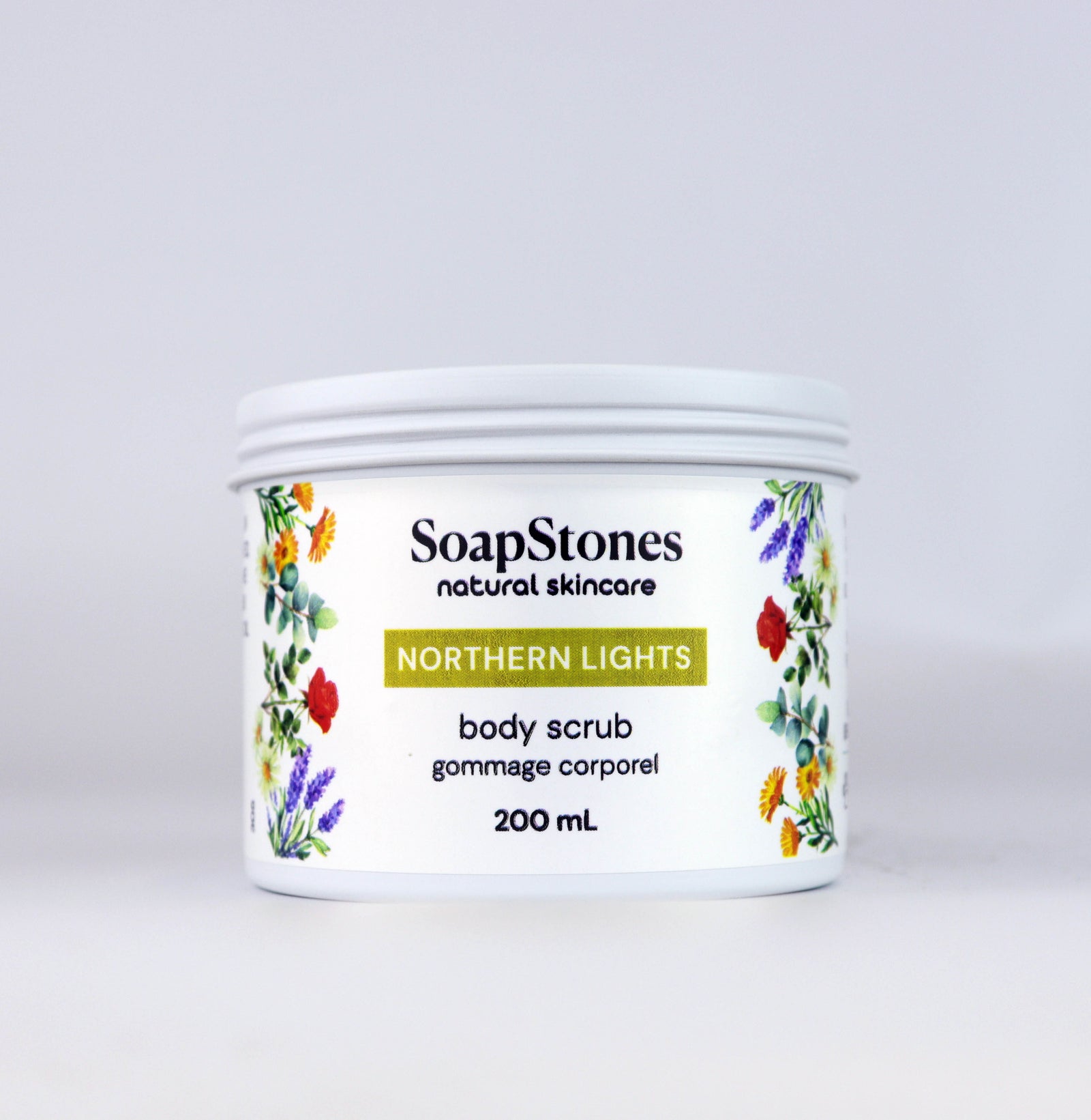 Northern Lights Body Scrub, Patchouli, Lemongrass and Bergamot, 100mL or 200mL