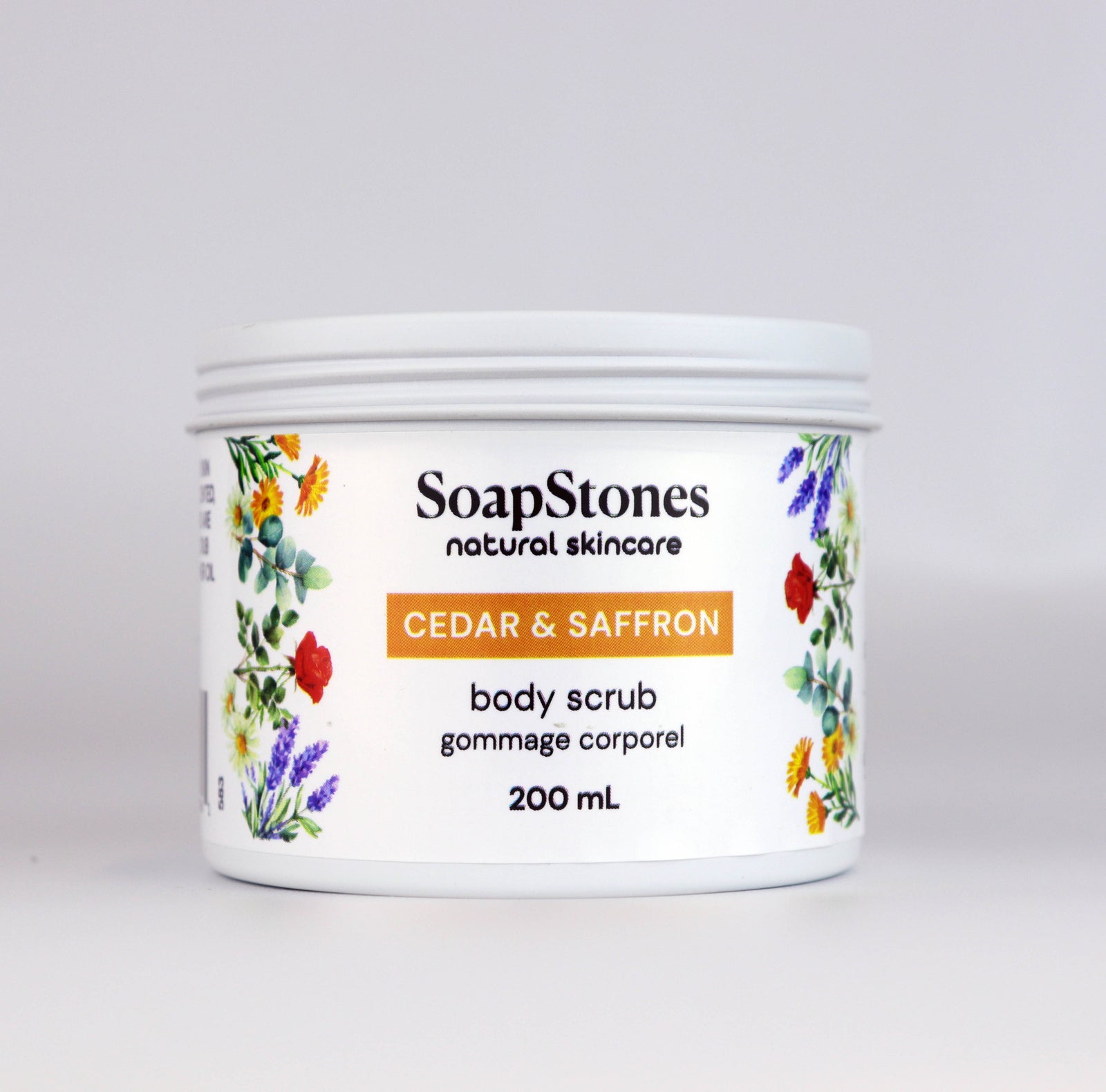 Cedar and Saffron Body Scrub, Woodsy and Spiced, 100mL or 200mL - Soapstones Natural Skincare