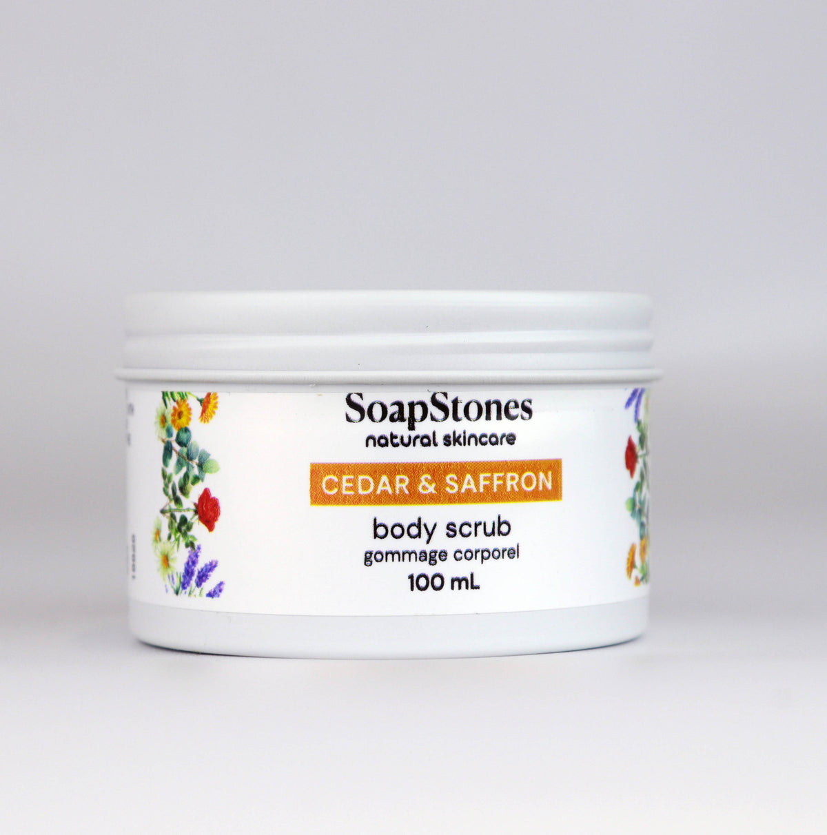 Cedar and Saffron Body Scrub, Woodsy and Spiced, 100mL or 200mL