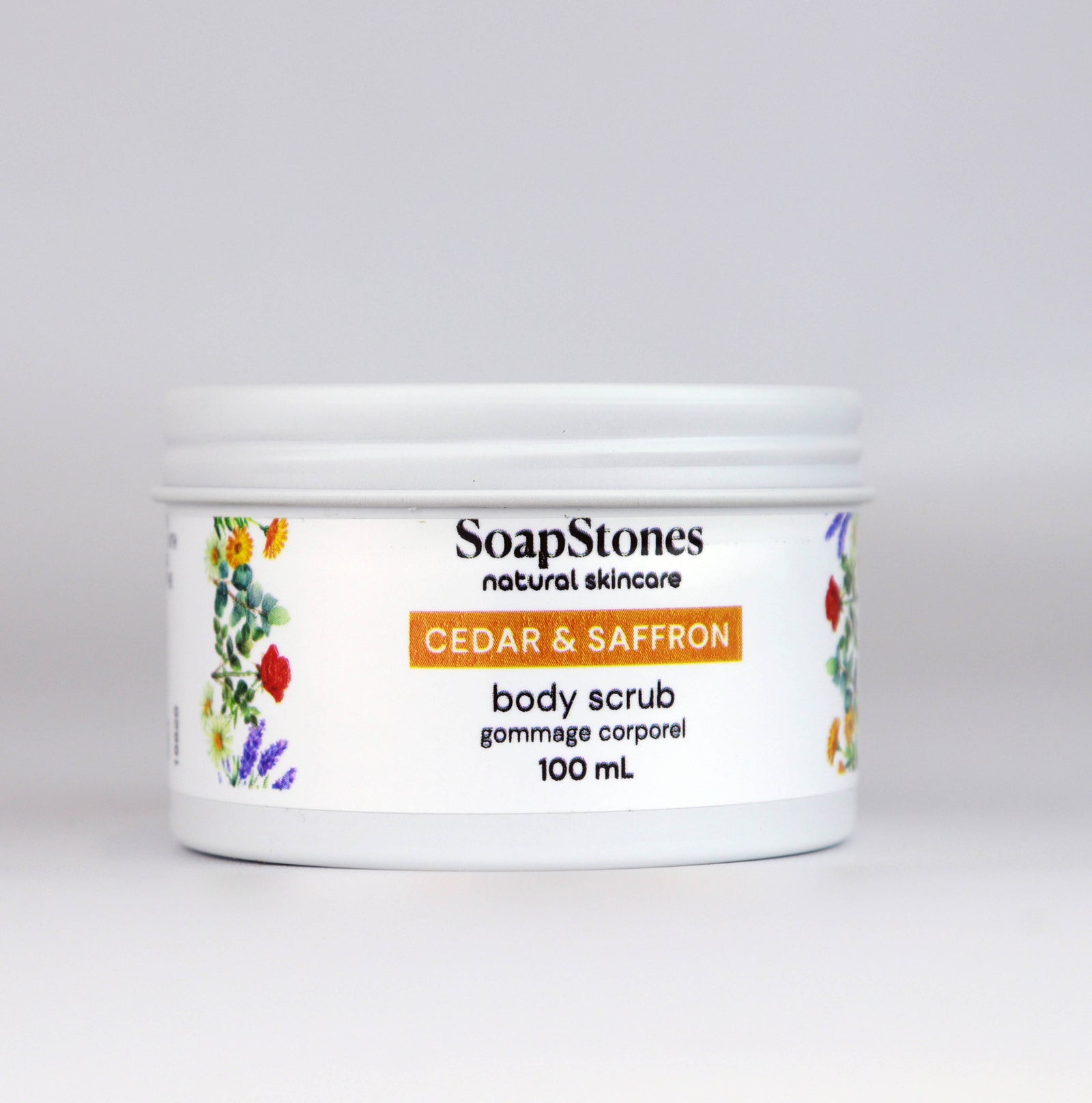 Cedar and Saffron Body Scrub, Woodsy and Spiced, 100mL or 200mL - Soapstones Natural Skincare