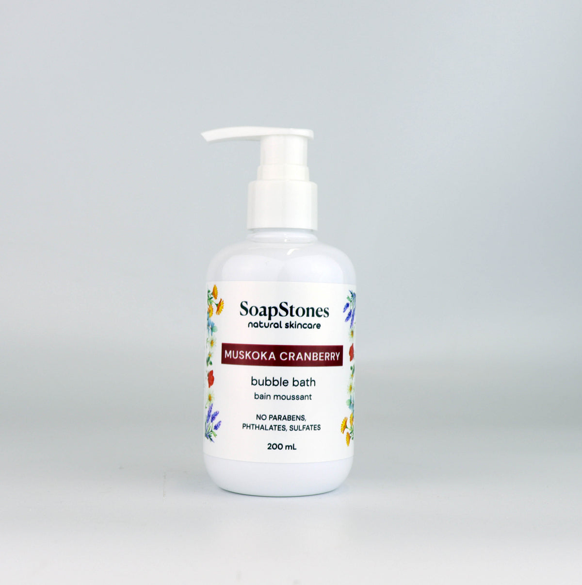 Muskoka Cranberry Bubble Bath, Sweet Tart Cranberry, 200mL - Soapstones Natural Skincare