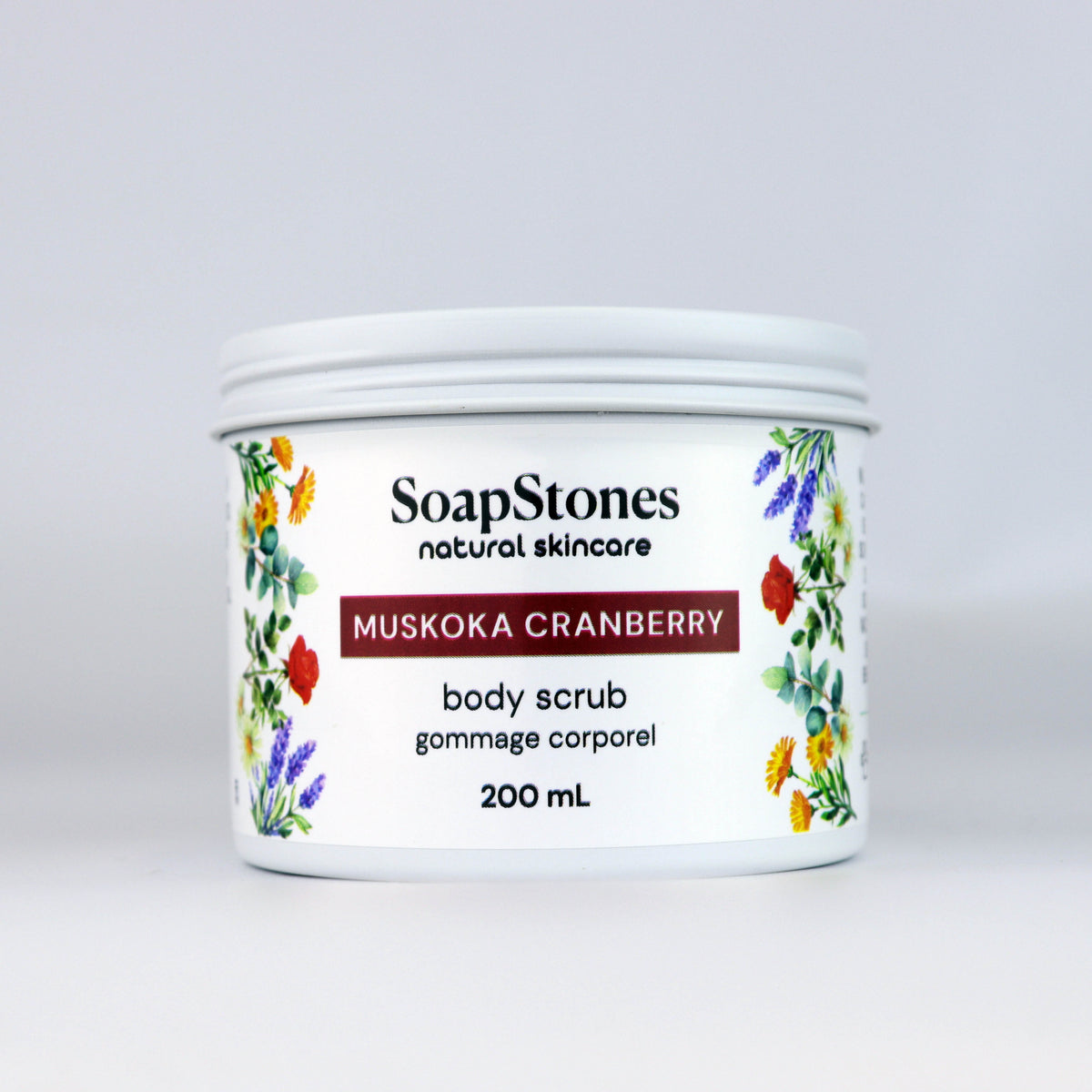 Muskoka Cranberry Body Scrub, Sweet Tart Cranberry with Real Cranberry Seeds, 100mL or 200mL