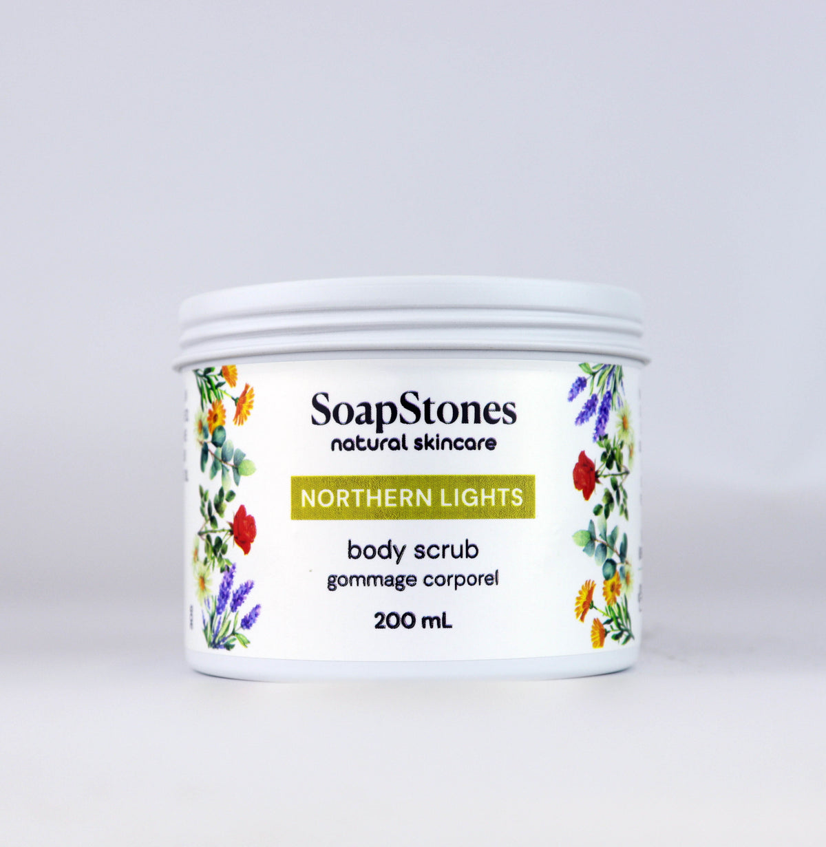 Northern Lights Body Scrub, Patchouli, Lemongrass and Bergamot, 100mL or 200mL
