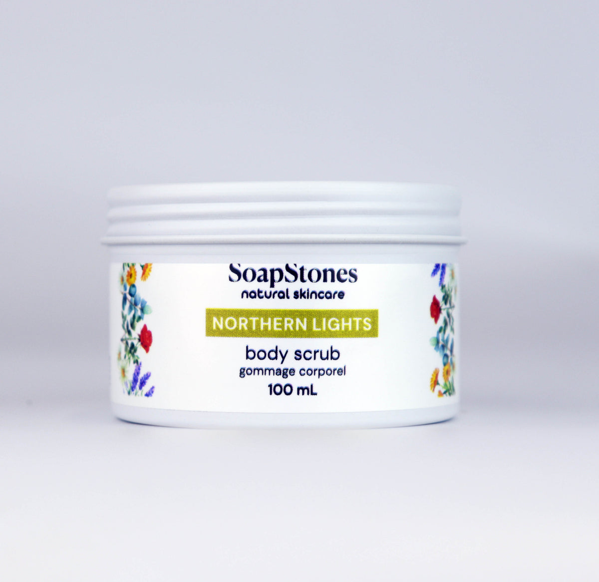 Northern Lights Body Scrub, Patchouli, Lemongrass and Bergamot, 100mL or 200mL