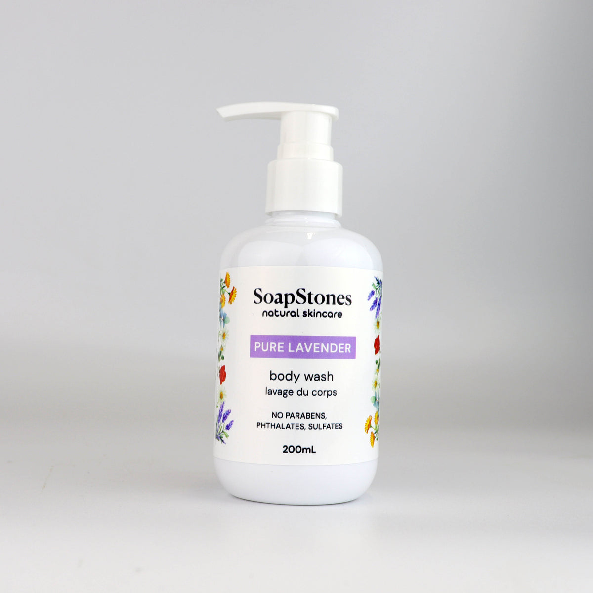 Pure Lavender Body Wash, Lavender Essential Oil, 200mL - Soapstones Natural Skincare