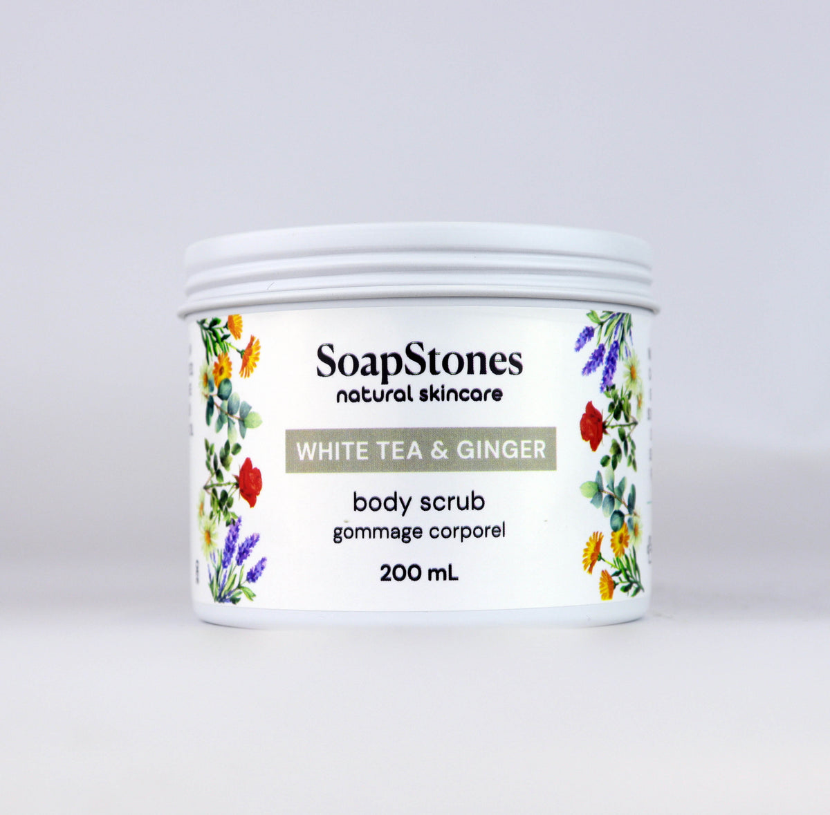 White Tea and Ginger Body Scrub, Floral Tea with a Hint of Ginger, 100mL or 200mL