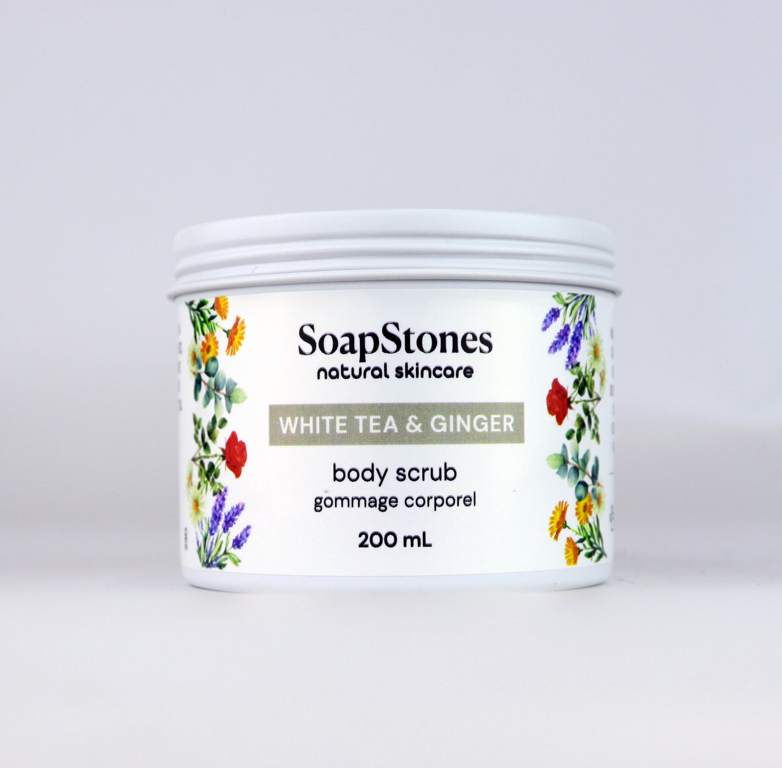 White Tea and Ginger Body Scrub, Floral Tea with a Hint of Ginger, 100mL or 200mL