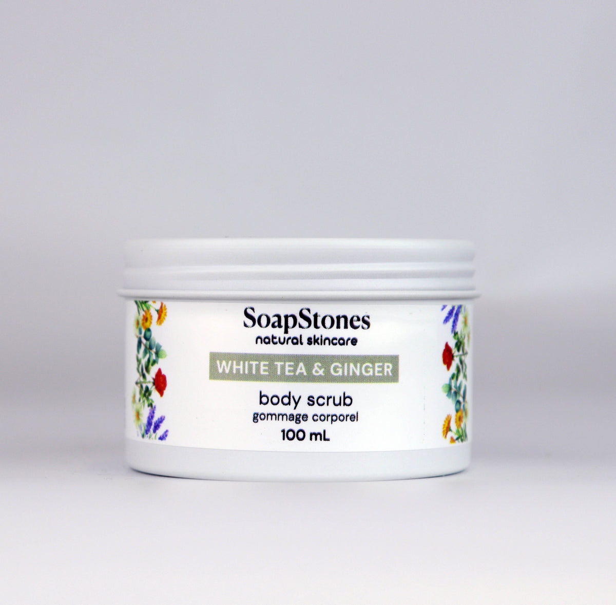 White Tea and Ginger Body Scrub, Floral Tea with a Hint of Ginger, 100mL or 200mL