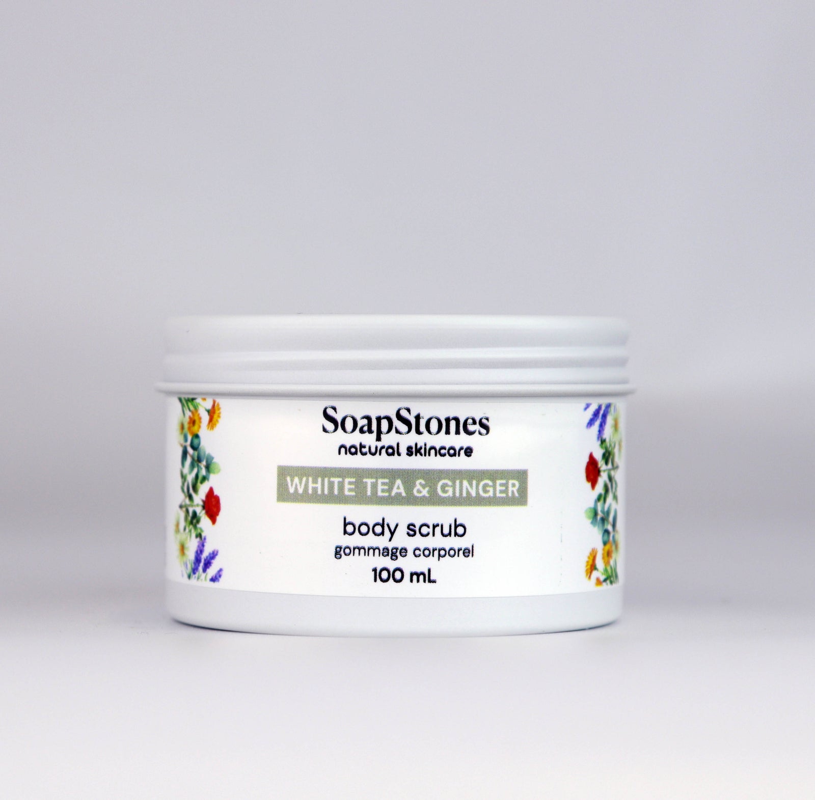 White Tea and Ginger Body Scrub, Floral Tea with a Hint of Ginger, 100mL or 200mL
