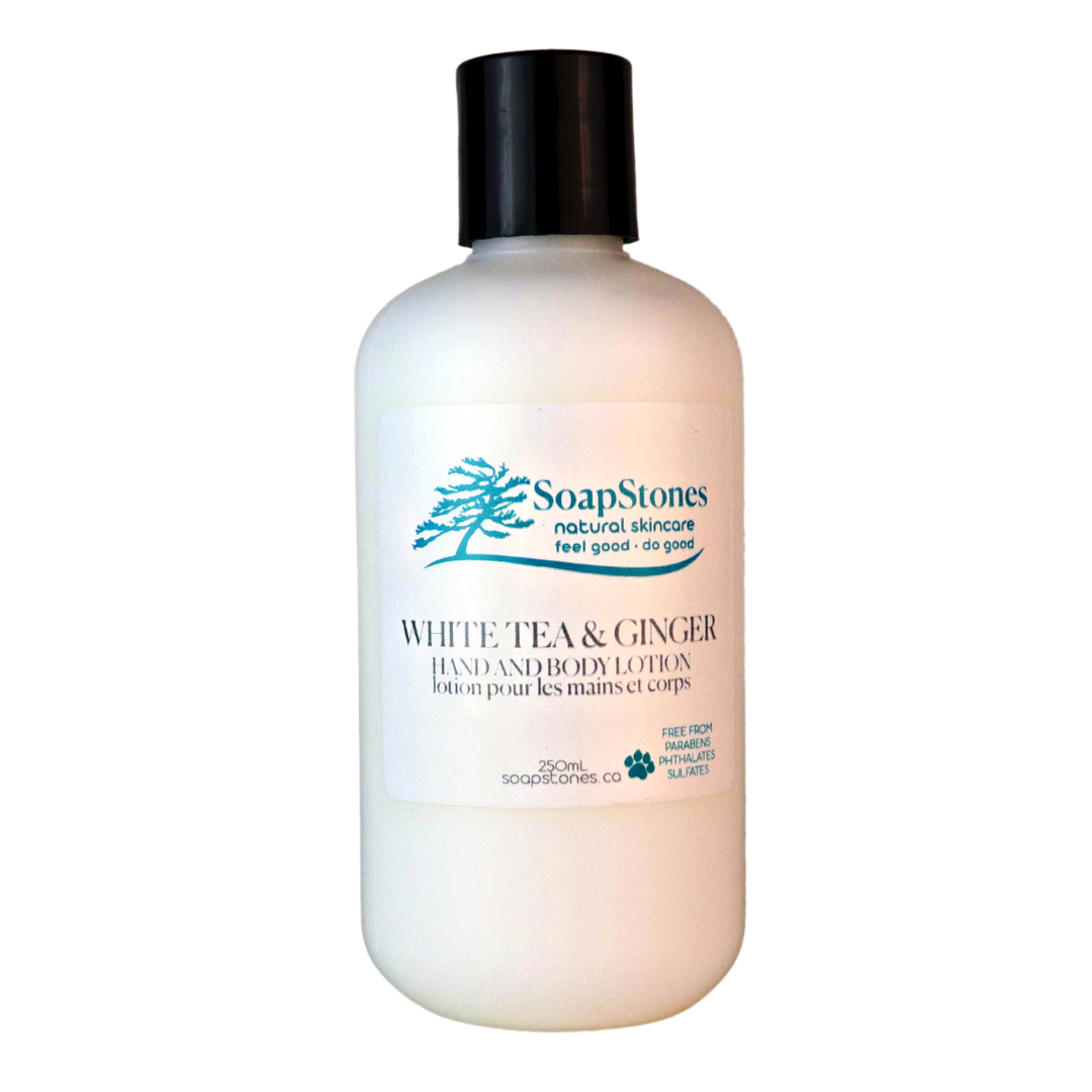 White Tea and Ginger Hand and Body Lotion - Soapstones Natural Skincare